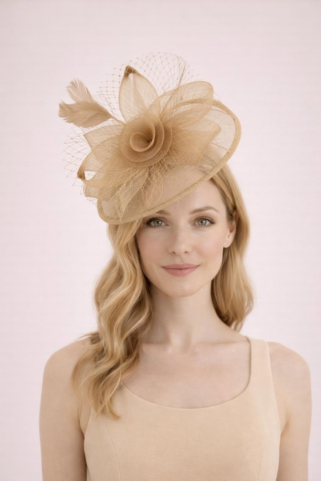 Pink Floral Bow Mesh Detailing Fascinator