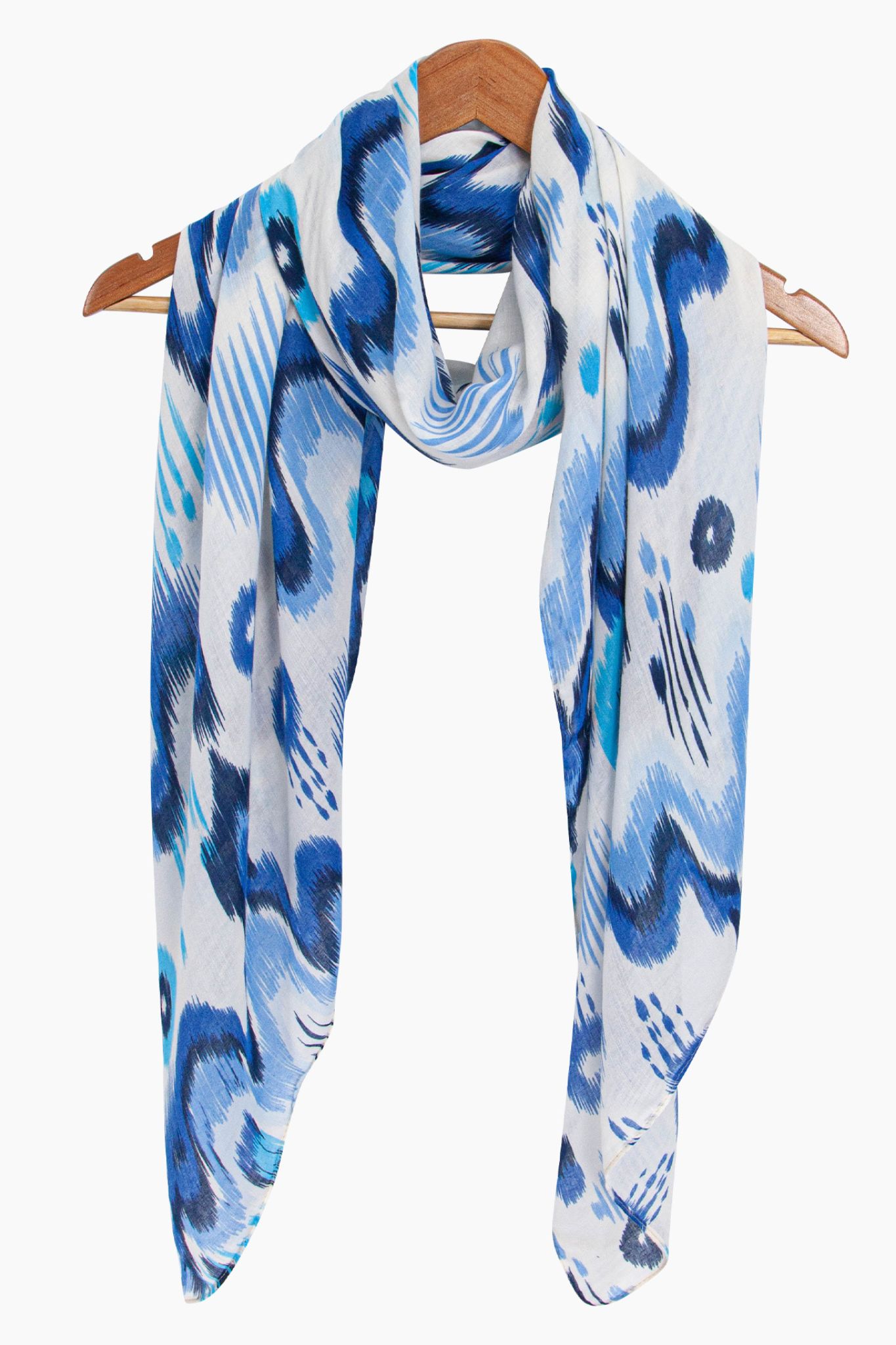 Blue Sarta Blue Abstract Ikat Lightweight Scarf, Image 3 of 3
