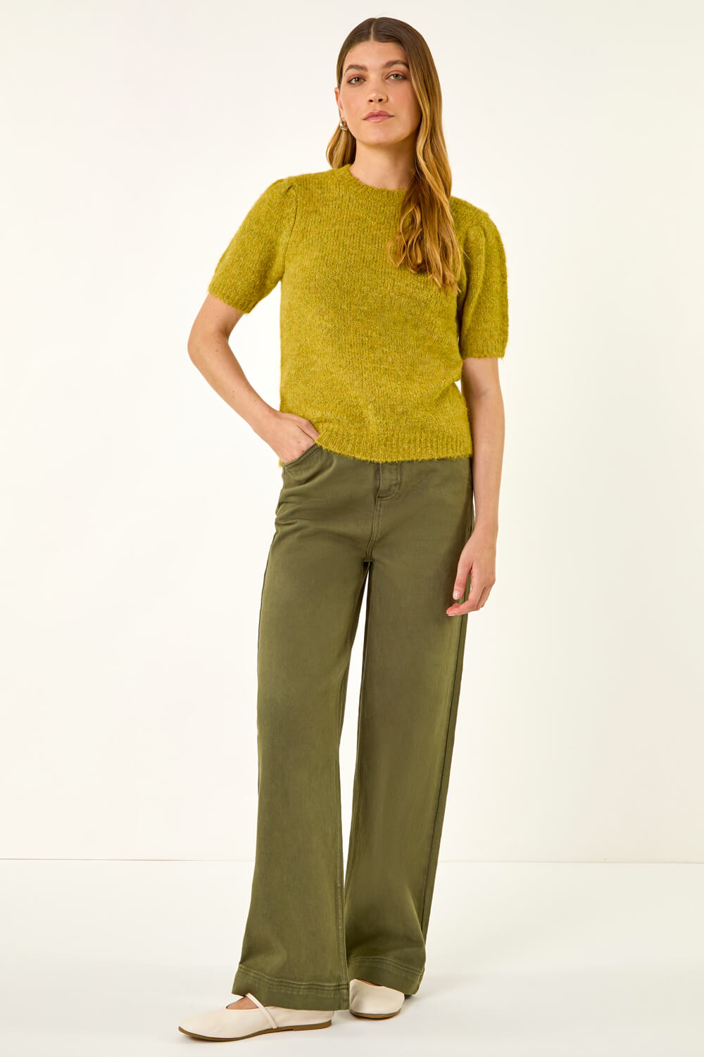Green Short Sleeve Soft Knit Top, Image 4 of 8