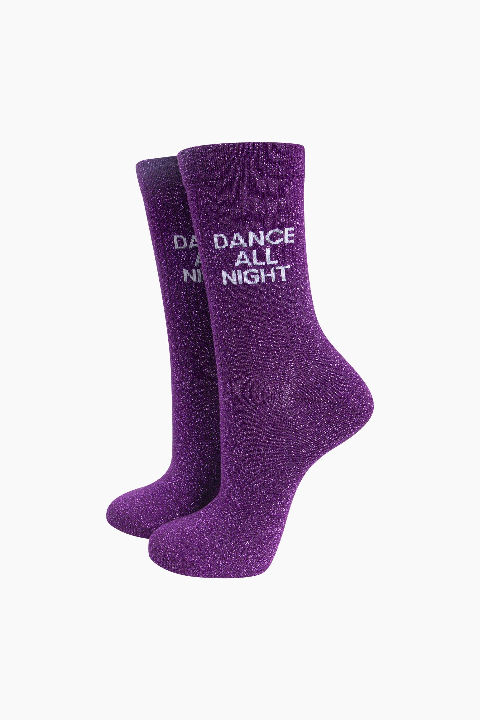 Purple Dance All Night Combed Cotton Glitter Socks