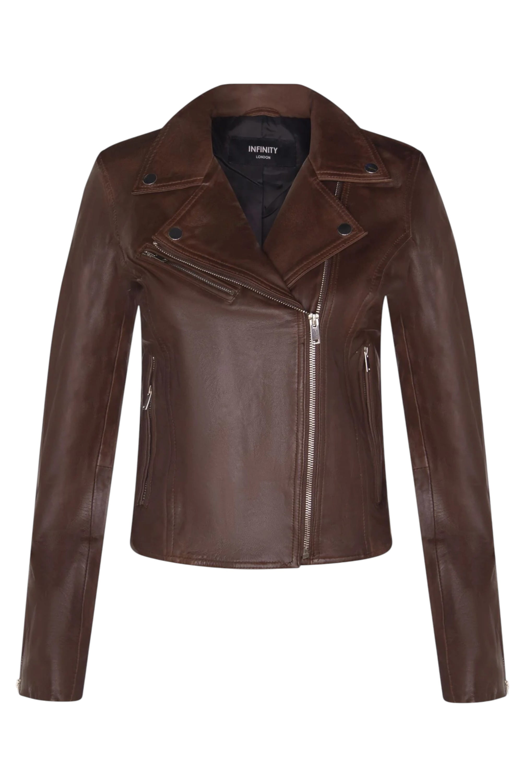 Brown Leather Brando Biker Jacket -Loughton, Image 1 of 4