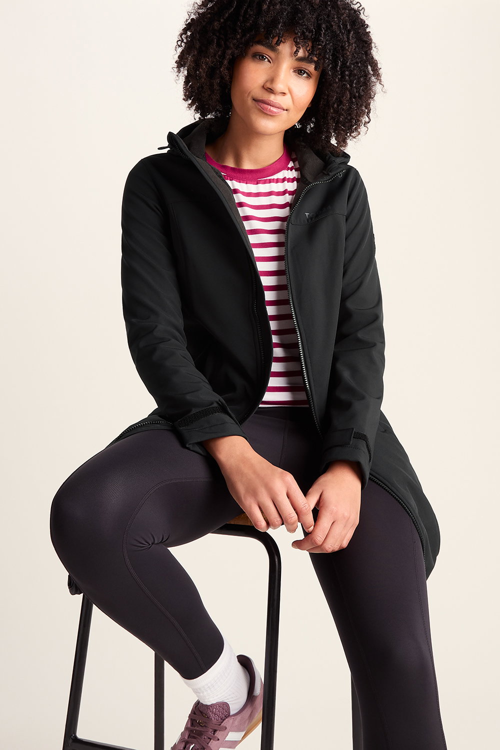 Black Marina Long Water Resistant Softshell Jacket, Image 2 of 5
