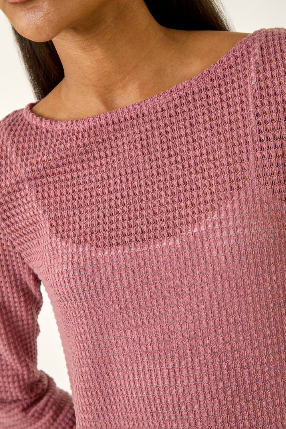 PINK Crochet Knit Tunic Stretch Top, Image 6 of 5