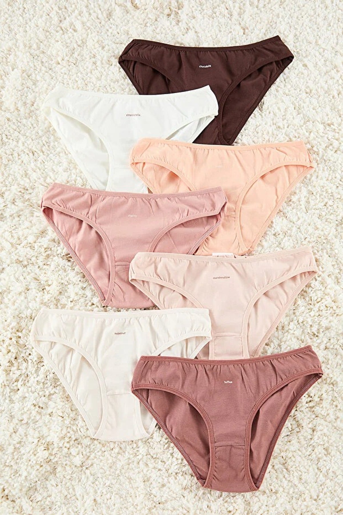 Multi 7 Pack Cotton Rich Plain Logo Bikini Briefs Set, Image 3 of 3