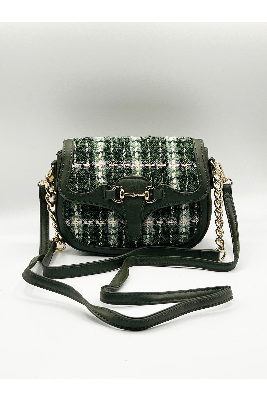 Green Knit Check Shoulder Bag, Image 3 of 6