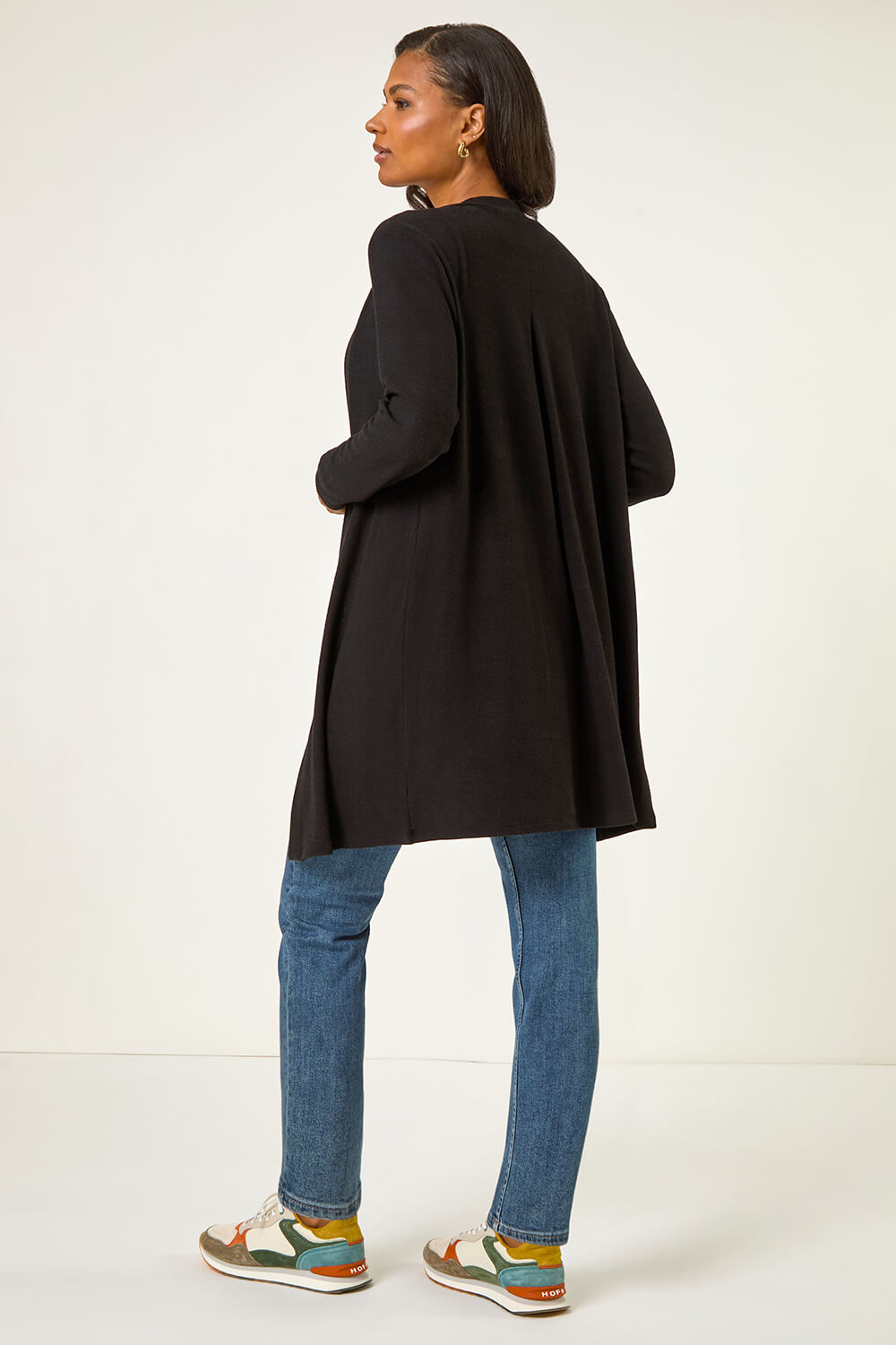 Black Longline Knit Cardigan, Image 4 of 5