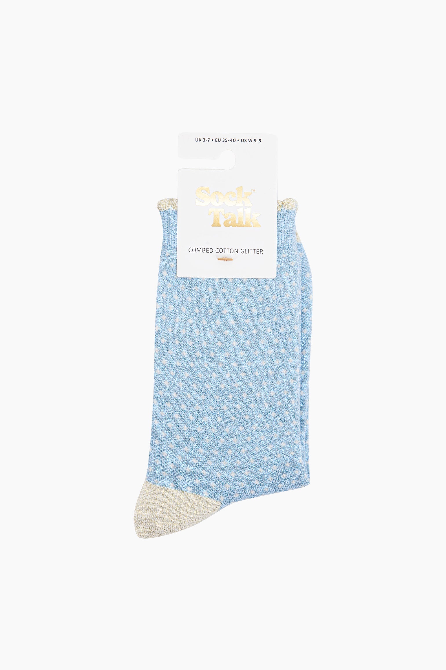 Light Blue Sock Talk Light Blue Polka Dots Combed Cotton Glitter Socks, Image 4 of 4