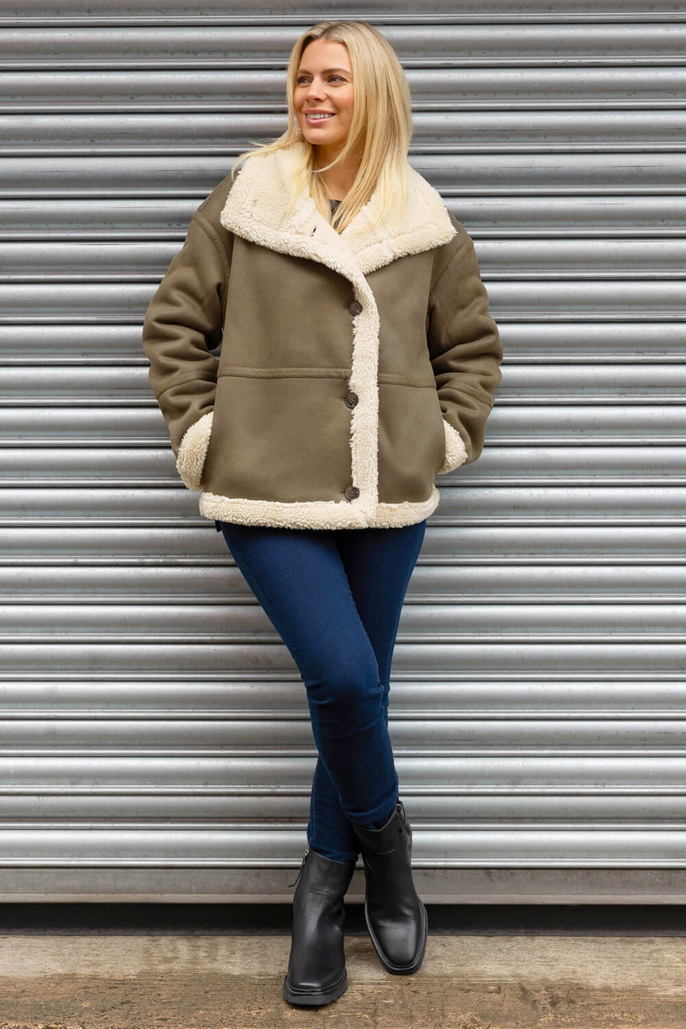 Brown Borg Collar Aviator Jacket, Image 4 of 3