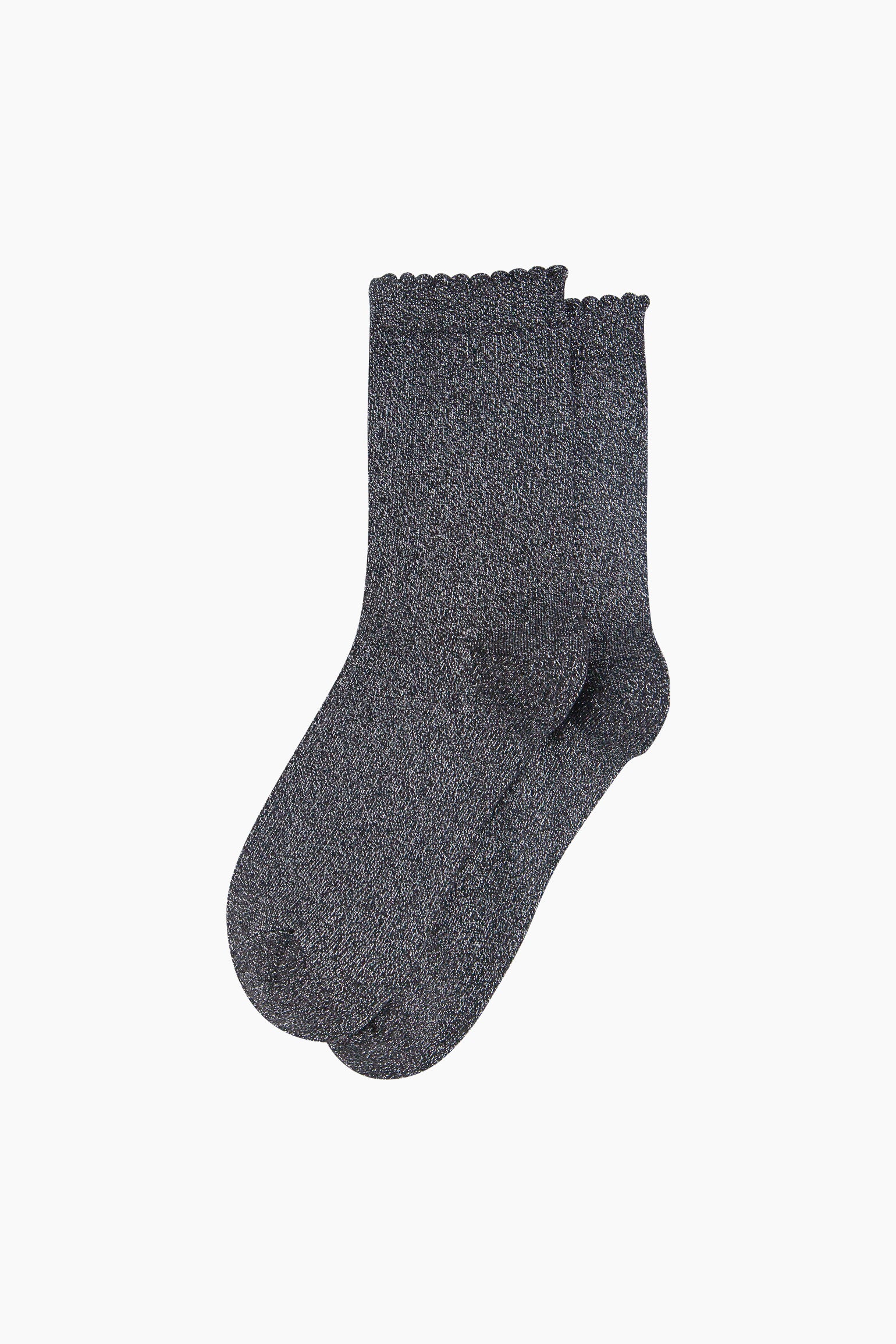 Charcoal Plain Combed Cotton Glitter Socks, Image 3 of 4