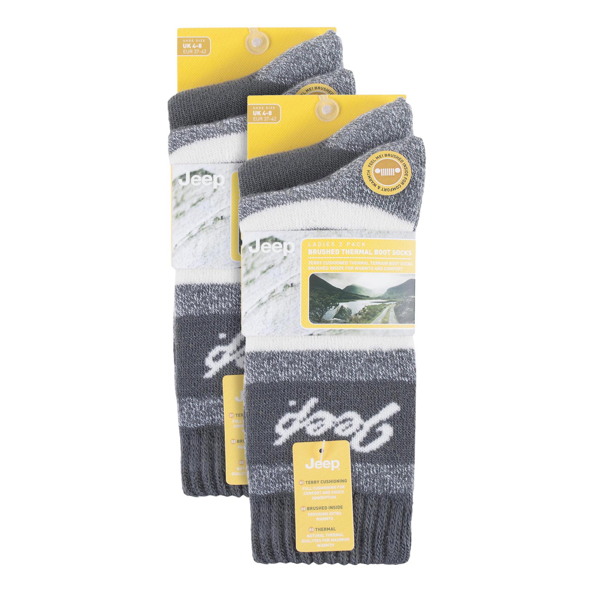 Grey 4 Pack Thermal Boot Fleece Lined Warm Socks, Image 3 of 3