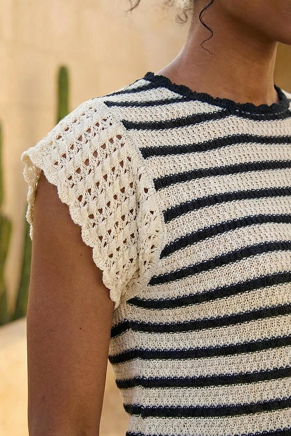 Ivory Stripe Knitted Top, Image 5 of 4