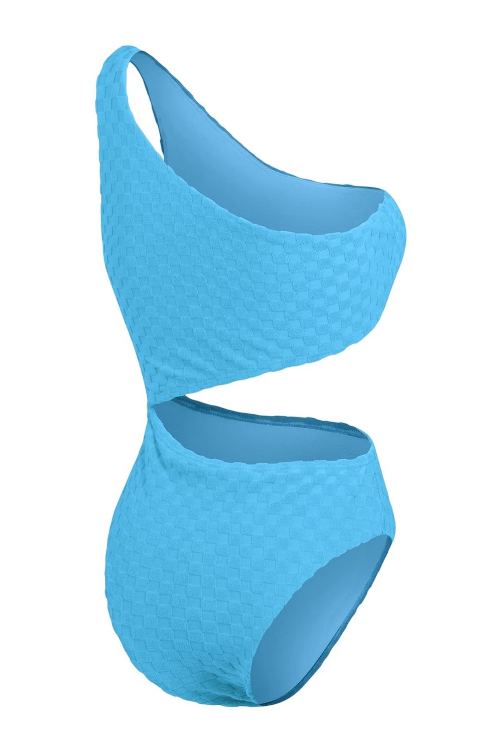 Blue Checkerboard Cut Out Swimsuit, Image 2 of 3