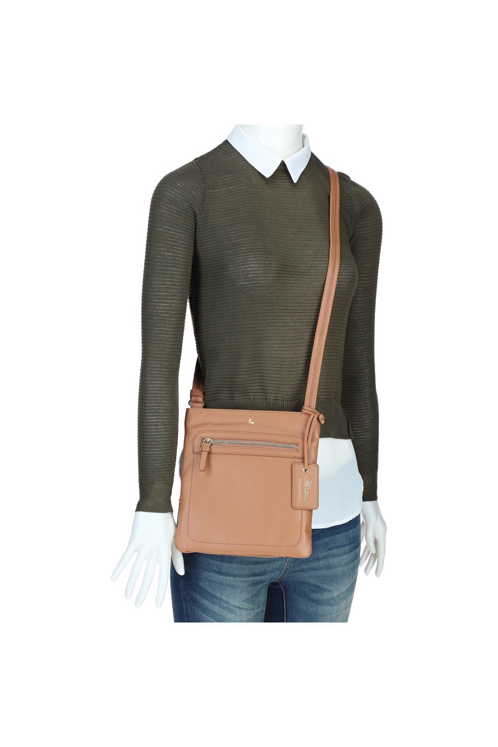 Camel 'Cienna' Real Leather Crossbody Bag, Image 5 of 5