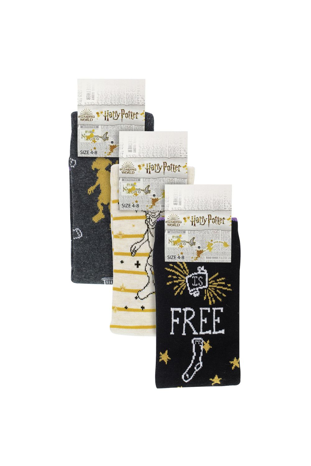 Multi Ladies 3 Pack “Dobby Is Free” Harry Potter Socks, Image 2 of 5