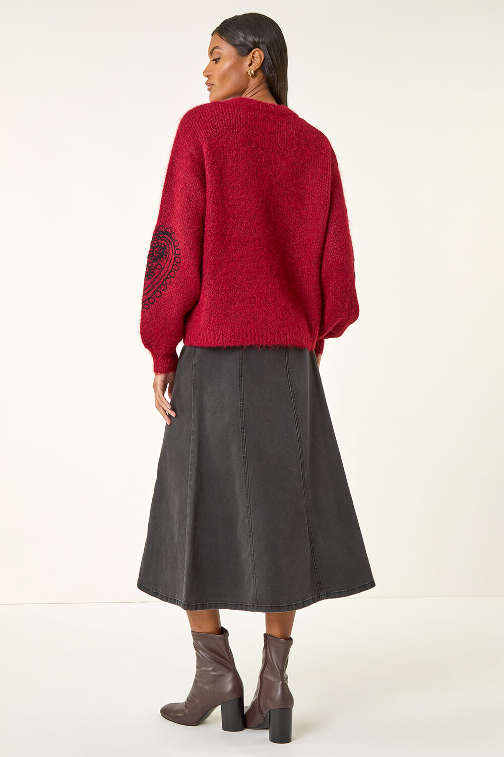 Wine Heart Embroidered Knit Jumper, Image 4 of 5