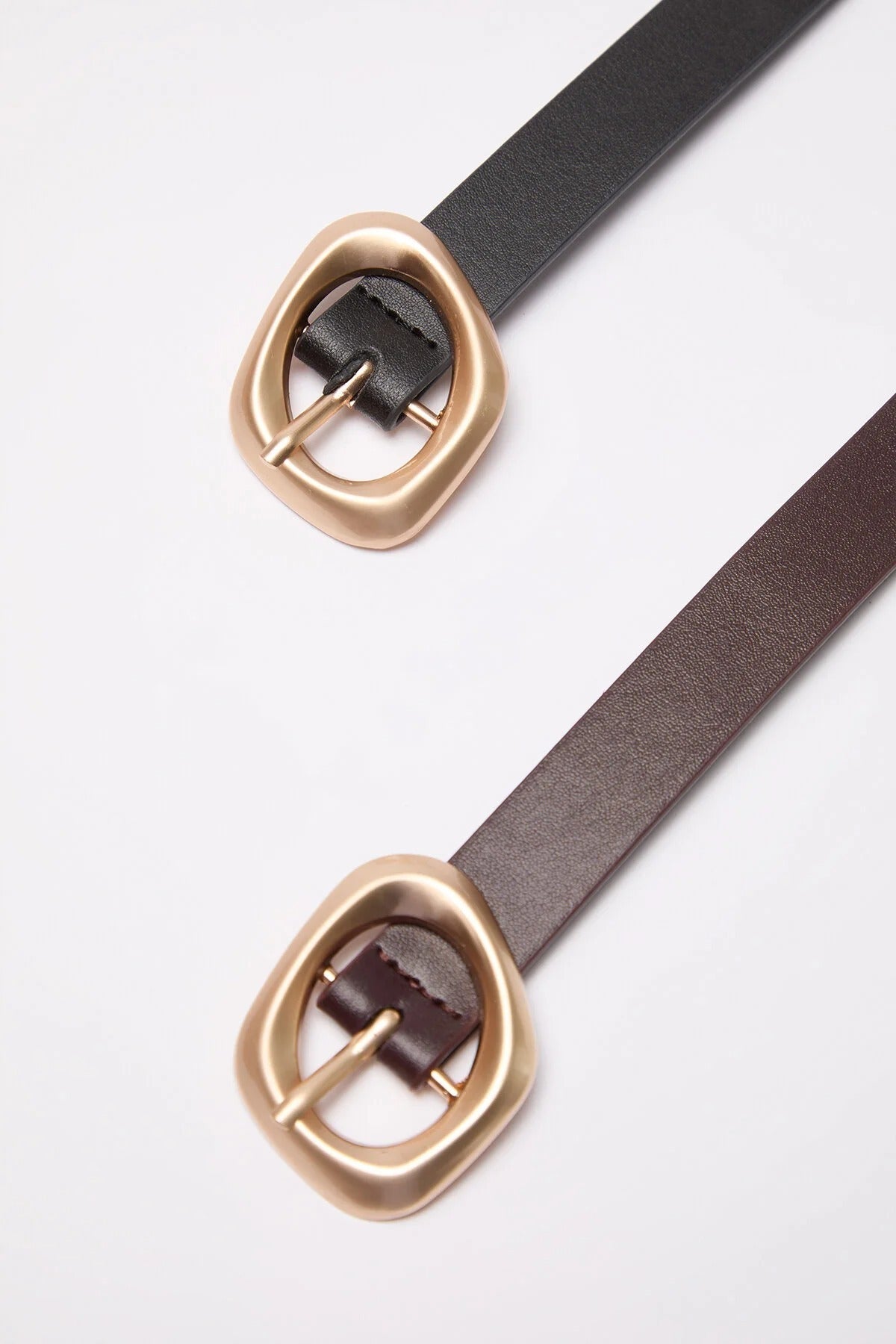 Multi Double Pack Asymmetric Buckle Slim Women’s Belt Set, Image 2 of 4