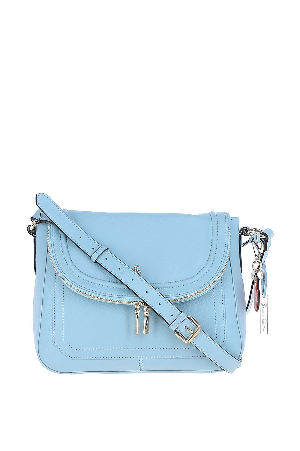 Light Blue Ashwood Leather Light Blue 'Dazzling' Flap Over Real Leather Shoulder Bag, Image 1 of 4