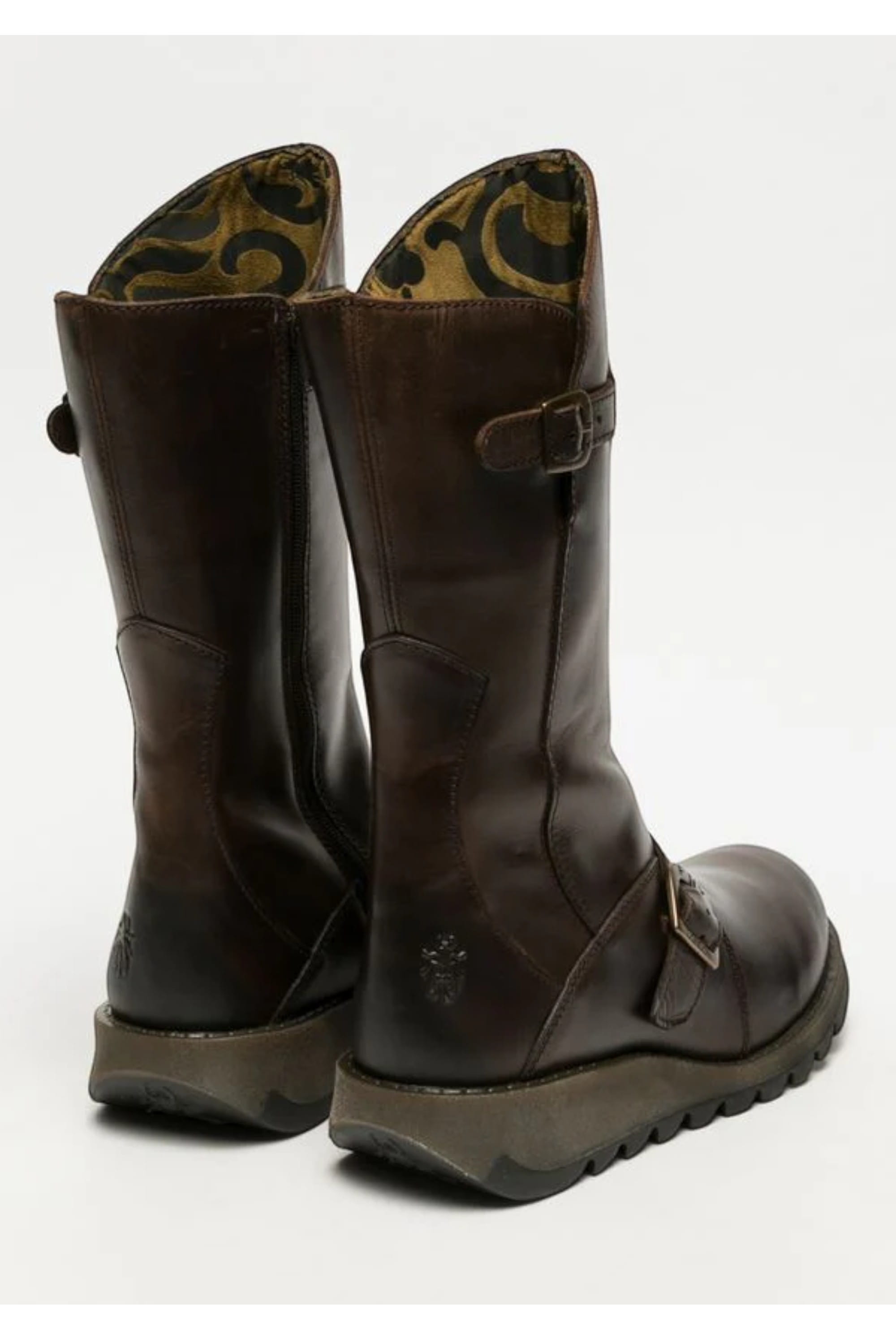 Brown Womens Mid-Calf Platform Boots-MES2913, Image 4 of 8