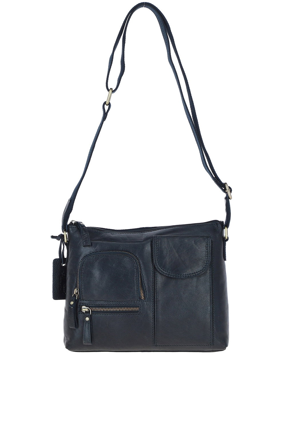 Navy Exquisite Real Leather Cross Body Bag, Image 2 of 5