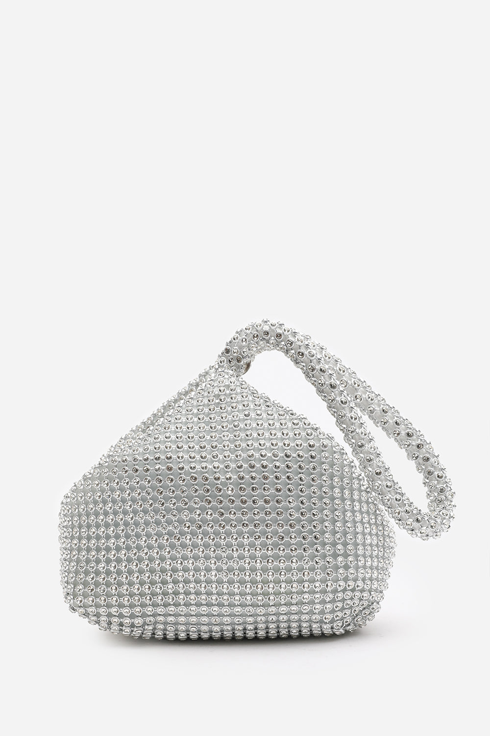 Silver Nicki Diamante Mini Chainmail Pouch Bag, Image 1 of 3