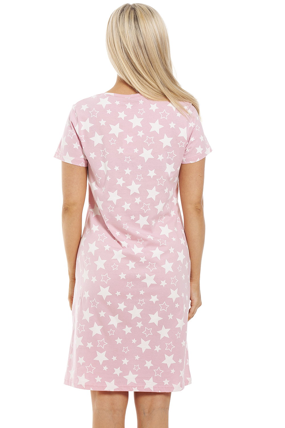 Pink Camille Lingerie Pink Star Print Cotton Nightshirt, Image 3 of 5