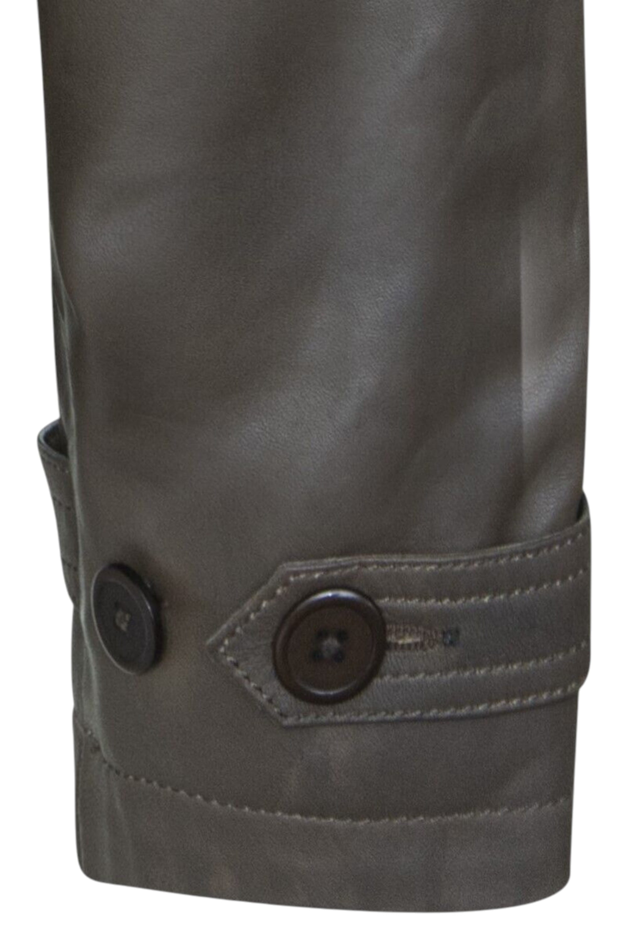 Brown Cropped Oversized Trench Leather Jacket, Image 4 of 4