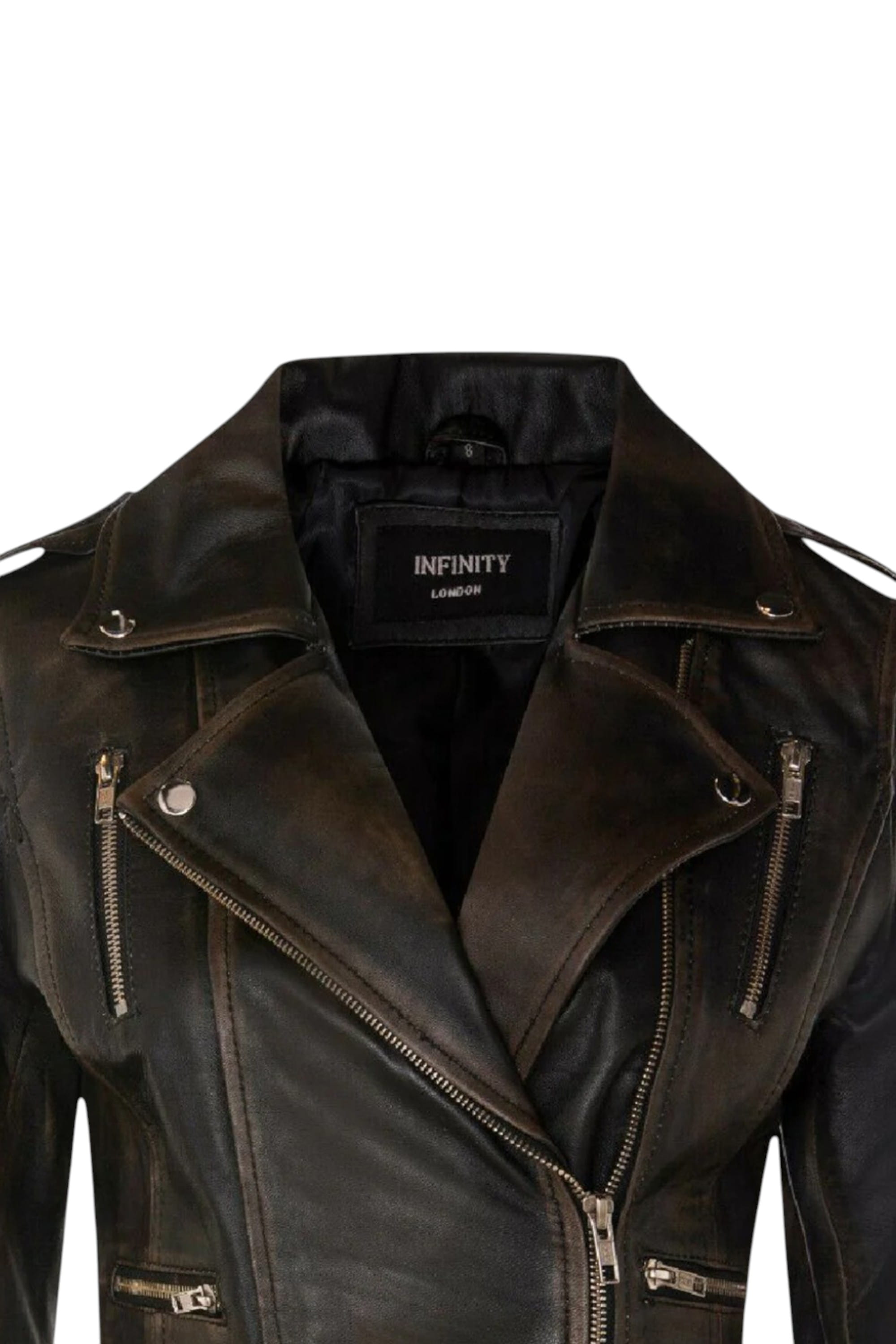 Tortoishell Leather Brando Biker Jacket-Loddon, Image 5 of 6