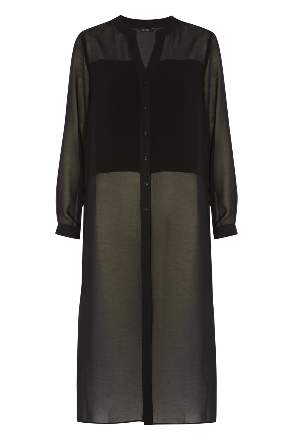 Black Longline Chiffon Blouse, Image 3 of 7
