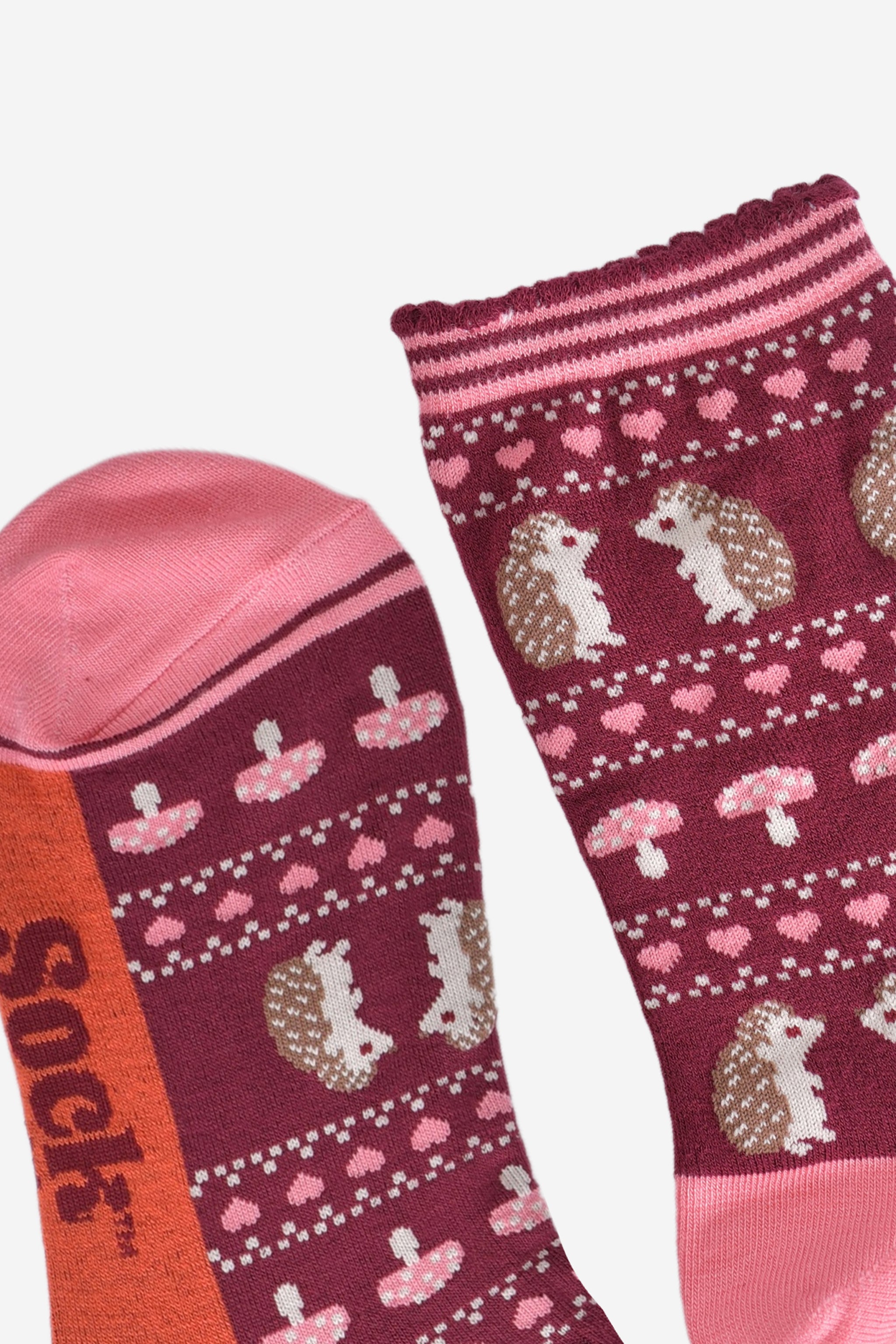 Pink Hedgehog Fair Isle Bamboo Socks, Image 4 of 5