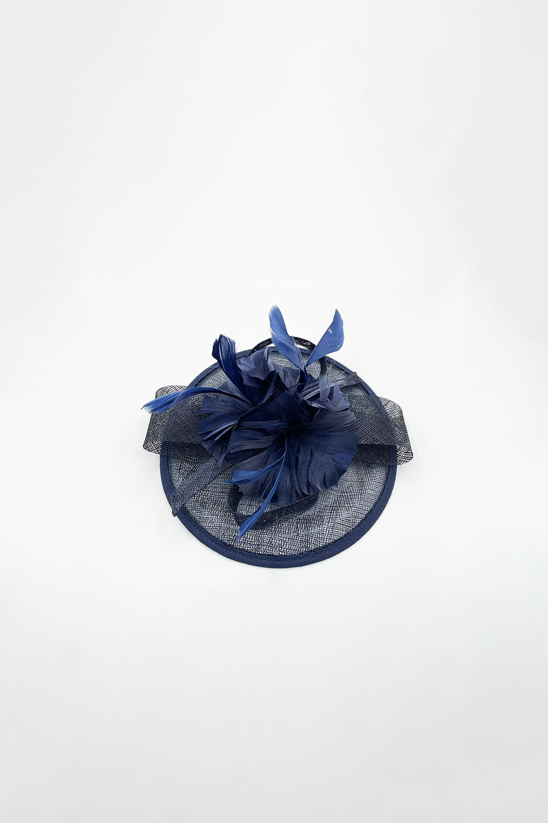 Navy Feather & Bow Disc Fascinator, Image 2 of 2