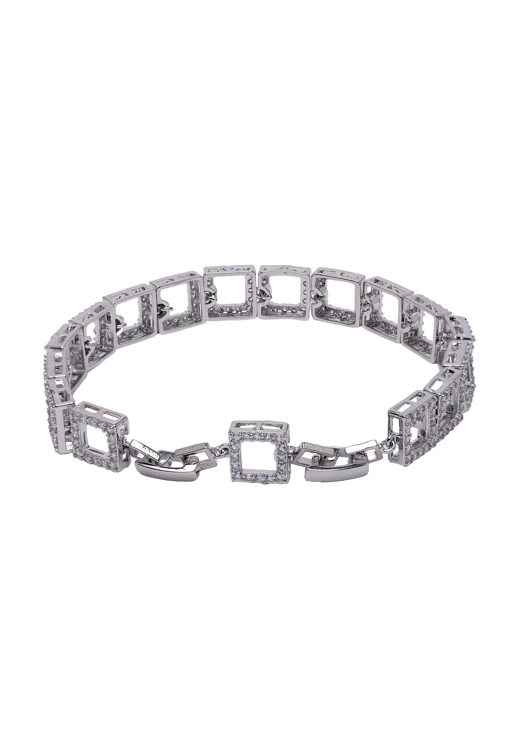 Silver Diva Hollow Square Chain Bracelet, Image 3 of 5