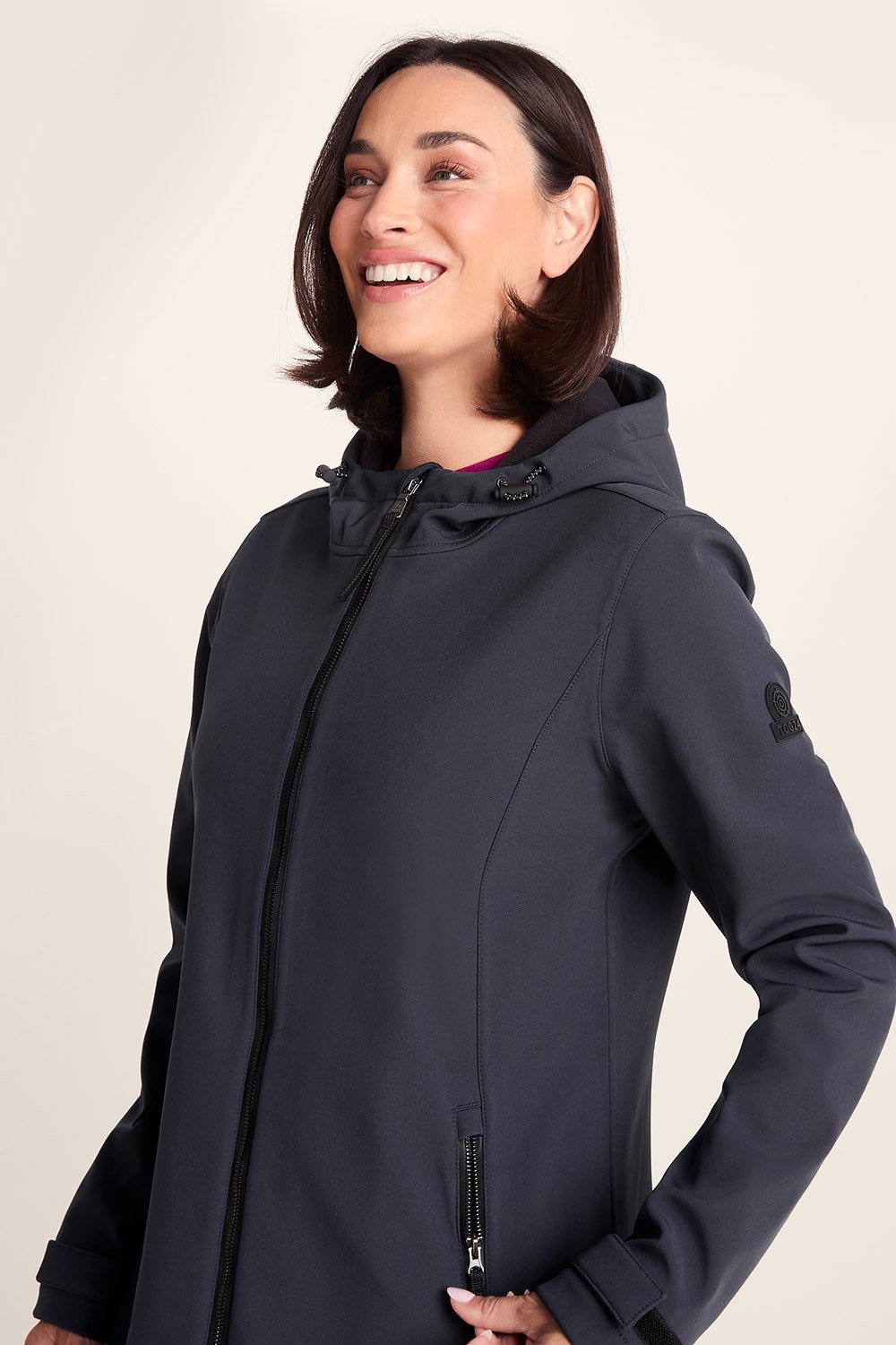 Indigo Enya Longline Waterproof Softshell Jacket, Image 5 of 6