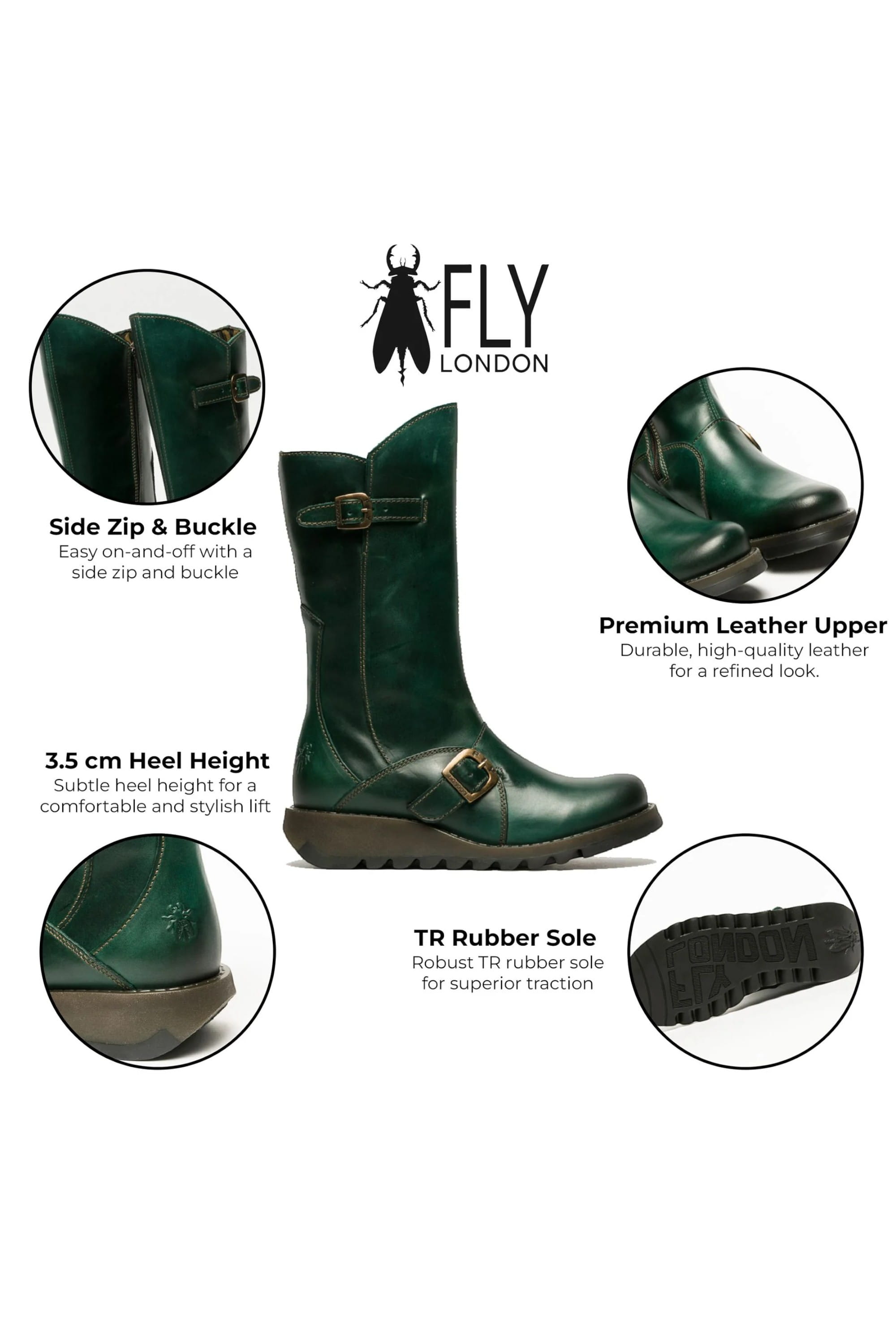 Dark Green Womens Mid-Calf Platform Boots-MES2913, Image 3 of 8
