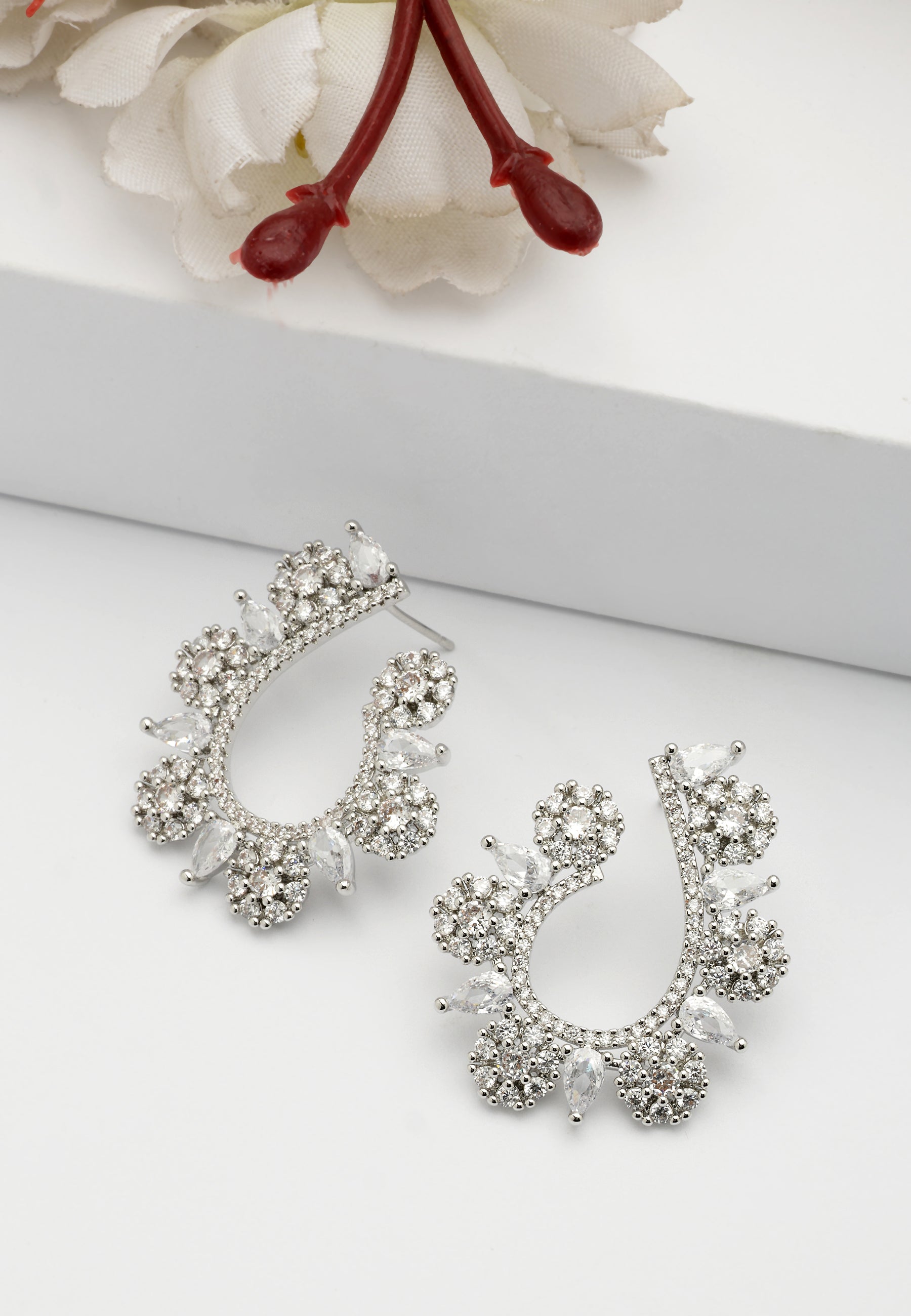 Silver Contemporary U-shaped Earrings, Image 2 of 5