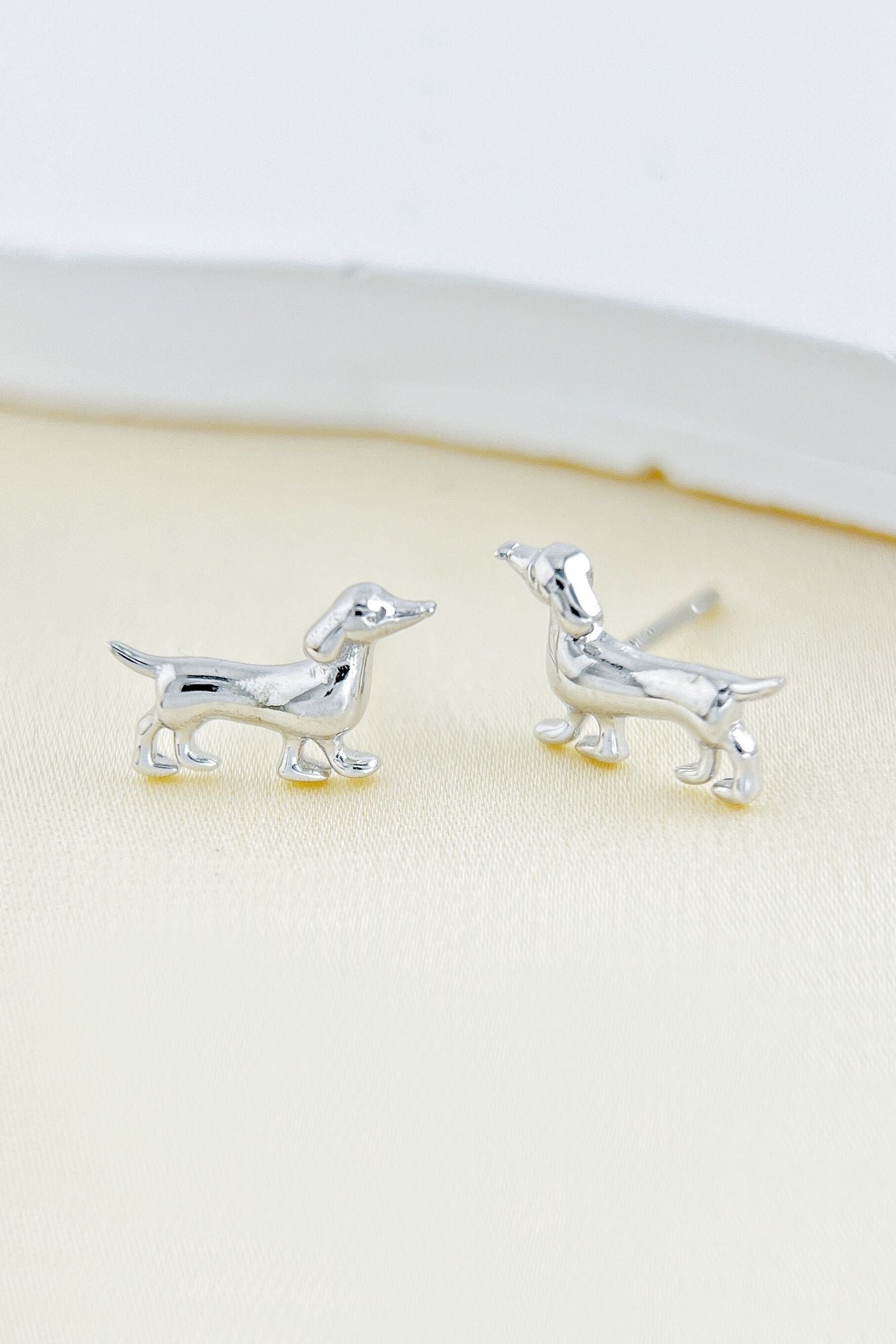 Silver Sterling Silver Sausage Dog Studs, Image 1 of 3
