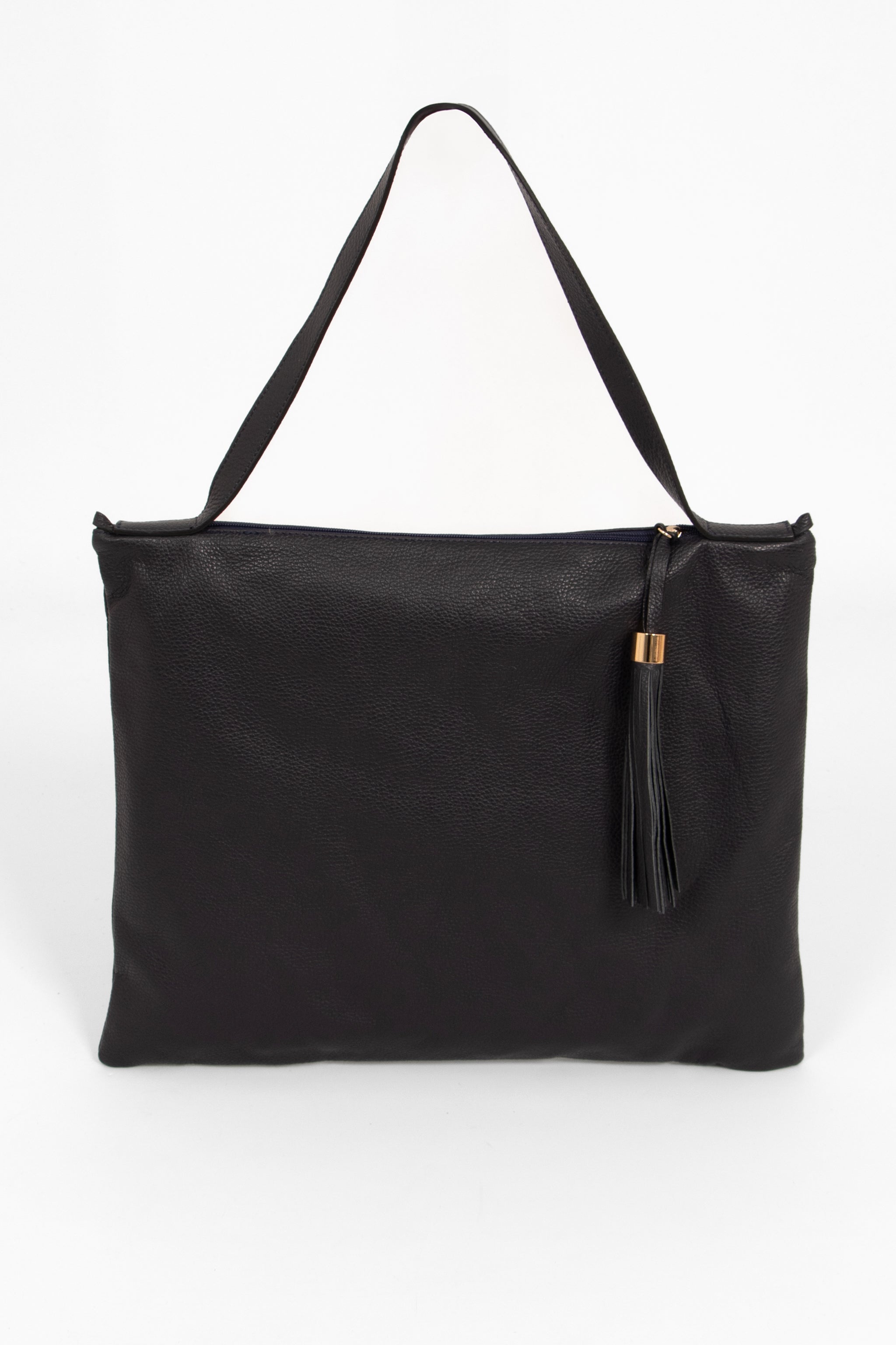 Navy Blue Italian Leather Tote Bag, Image 1 of 2