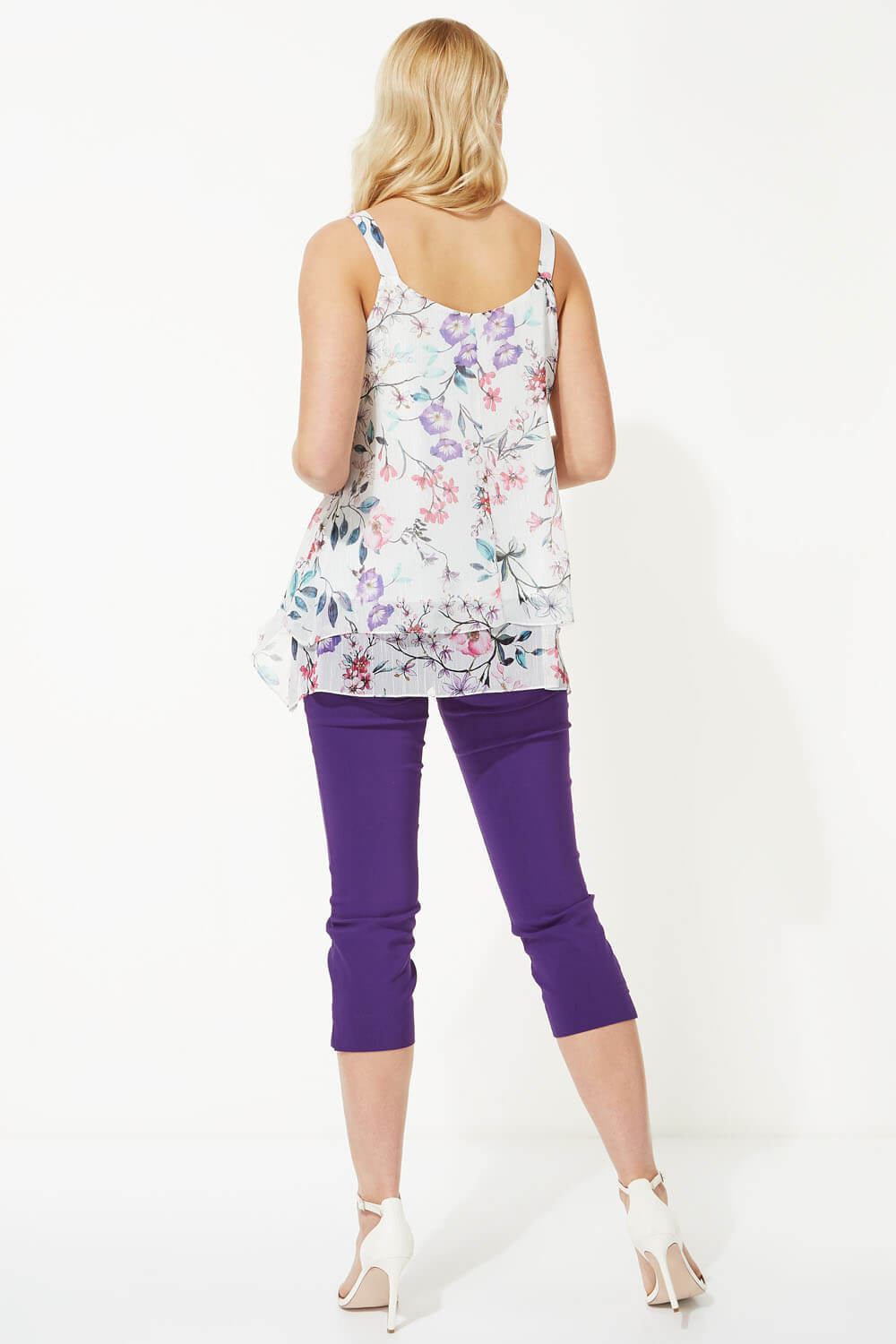 Ivory Floral Metallic Camisole Top, Image 4 of 7