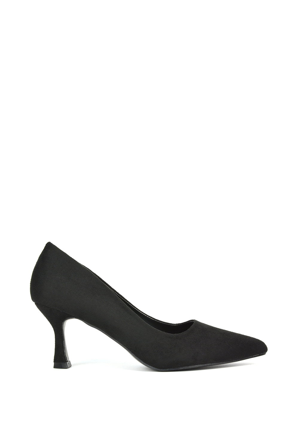 Black 'Lisa' Mid Stiletto Court Shoe Heels With A Pointed Toe