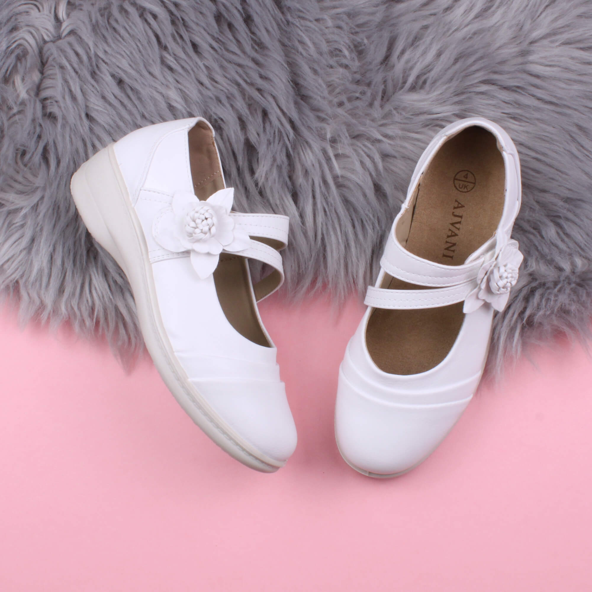 White Flat Comfort Mary Jane Shoes, Image 4 of 6