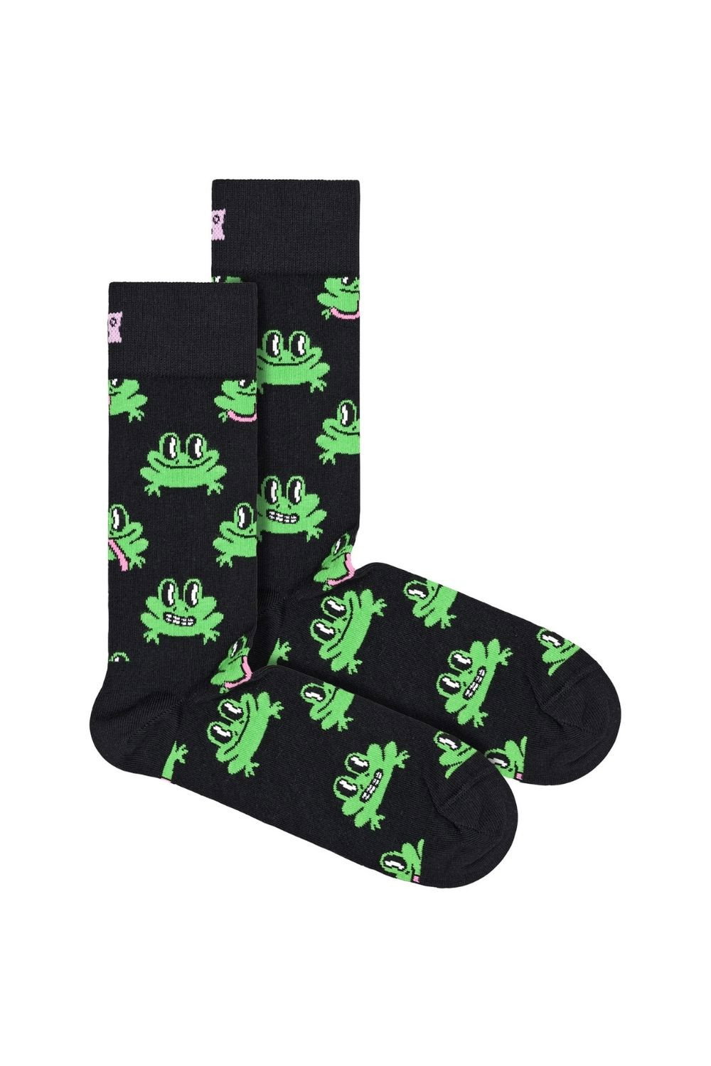 Green 1 Pack & Cotton Black Frog Design Socks, Image 1 of 3
