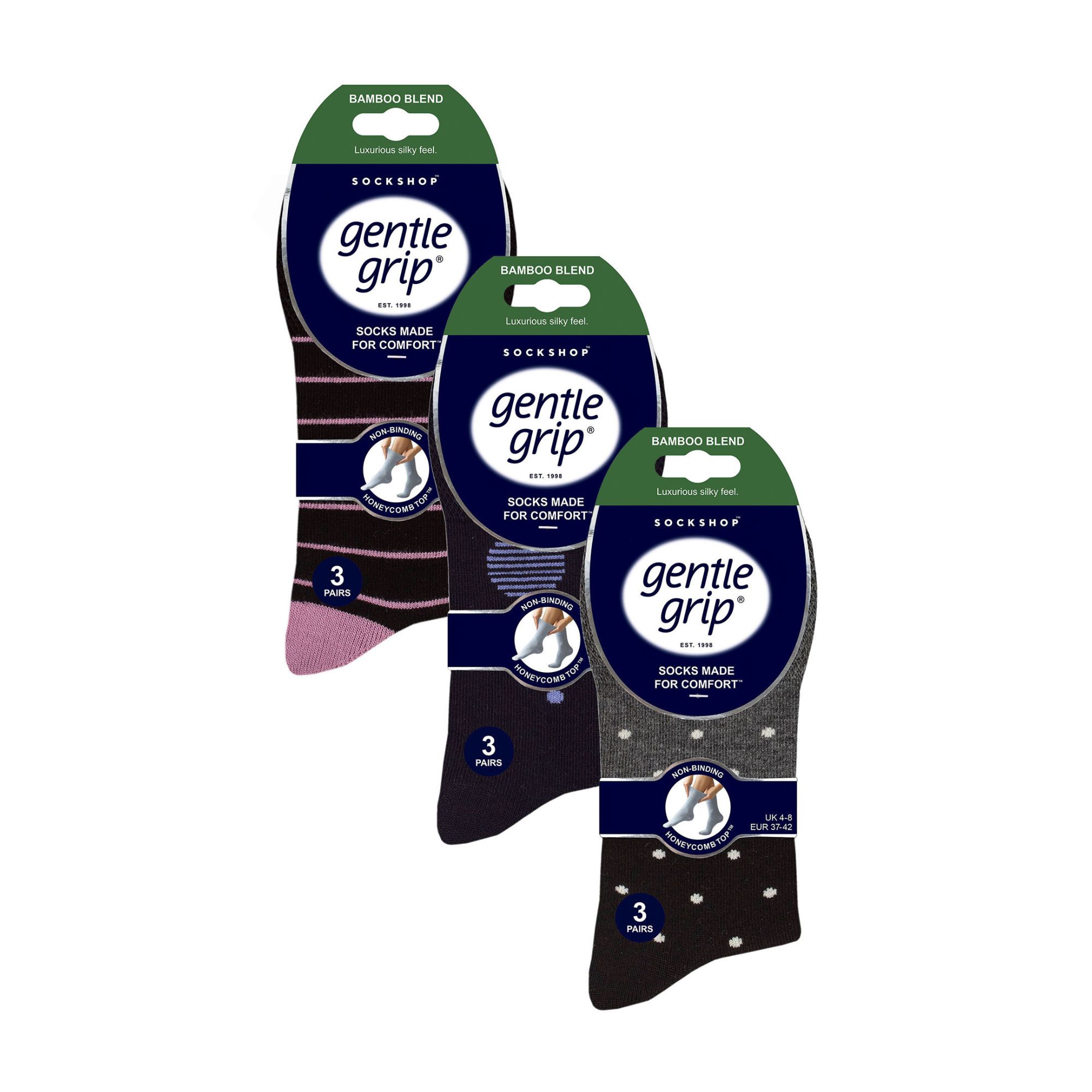 Black 9 Pairs NON ELASTIC Soft Bamboo Socks, Image 3 of 3