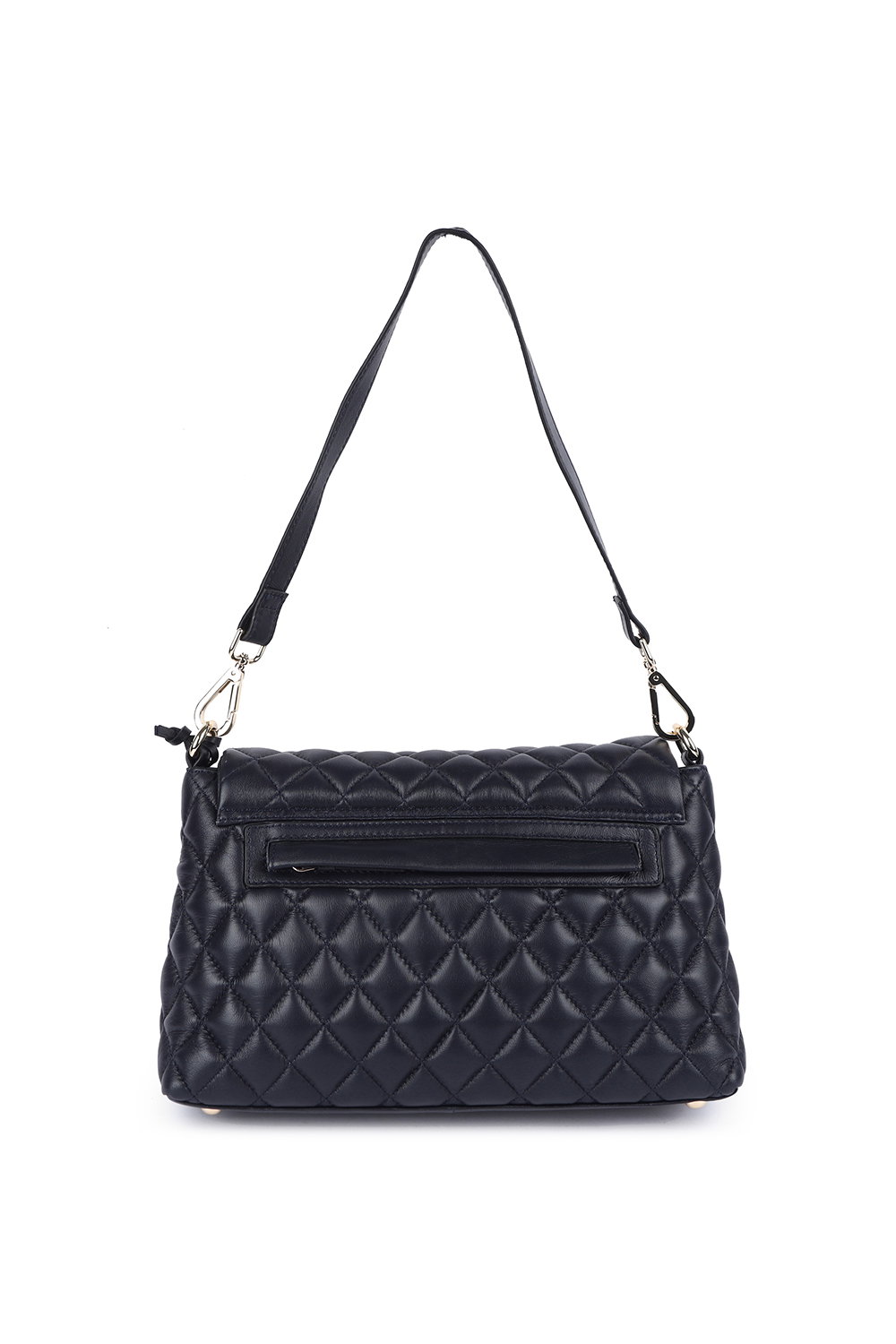 Navy Ashwood Leather Navy 'Tramonto Toscana' Real Leather Flapover Quilted Bag, Image 3 of 4