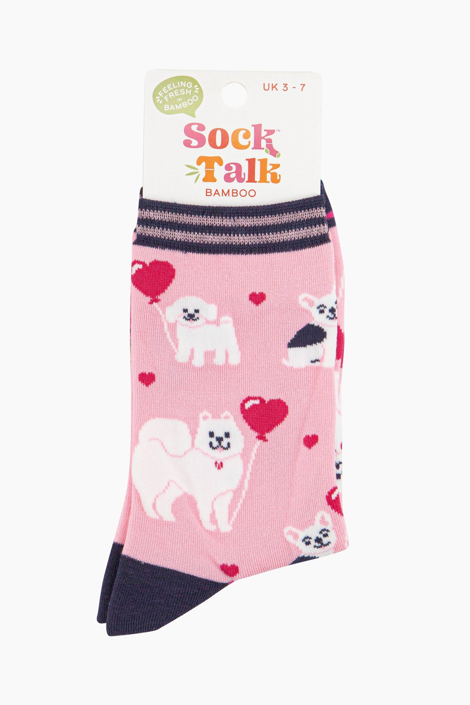 Pink Dogs Heart Balloons Bamboo Socks - Pink, Image 4 of 4