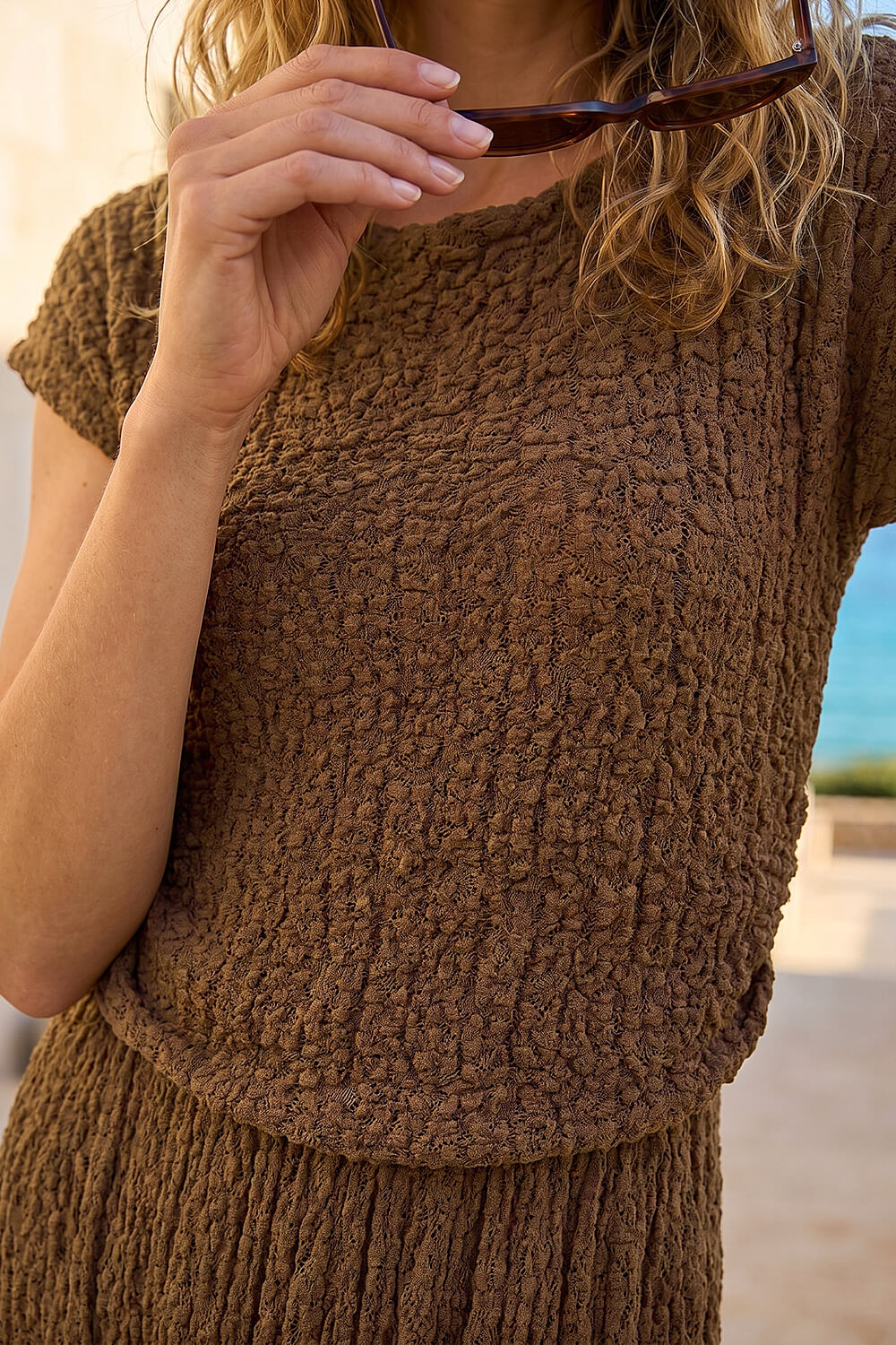 Chocolate Textured Floral Lace Maxi Dress, Image 5 of 4