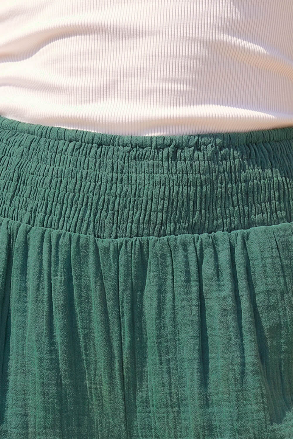 Green Petite Shirred Waist Trouser, Image 5 of 4