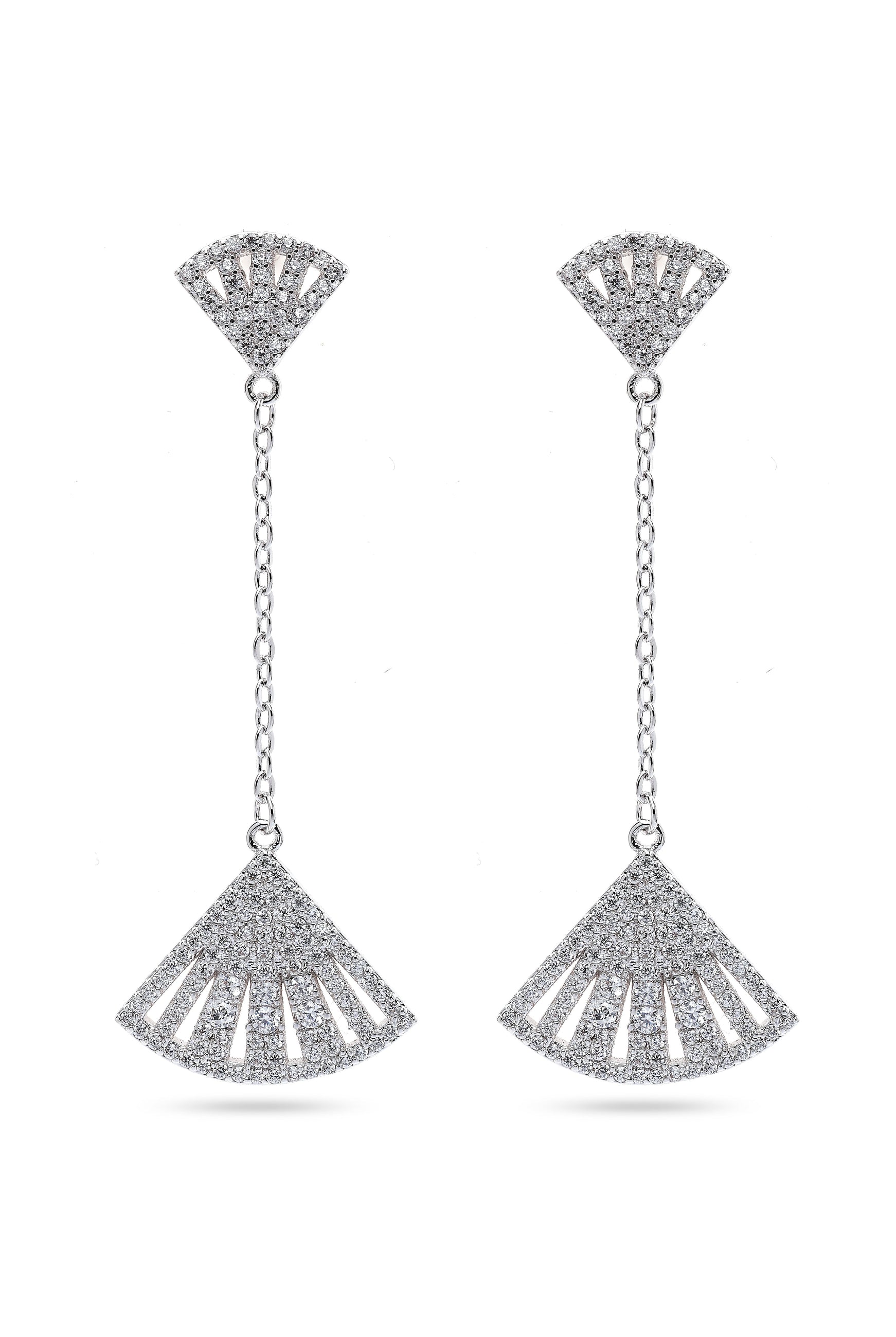 Metallic Silver Colored Seashore Long Earrings