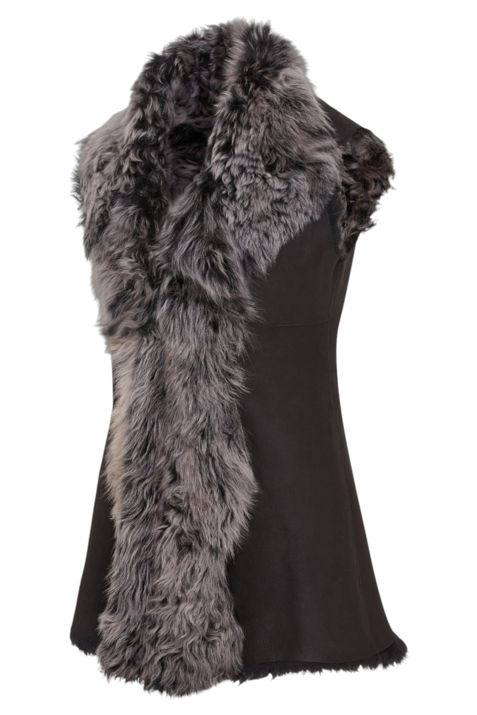 Black Toscana Shearling Sheep Leather Gilet, Image 2 of 6