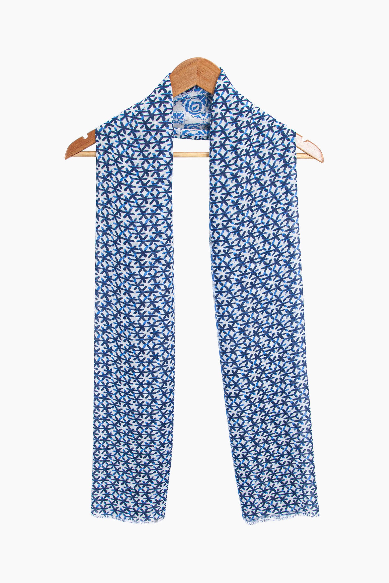 Blue Mosaic Floral Lightweight Scarf, Image 5 of 5