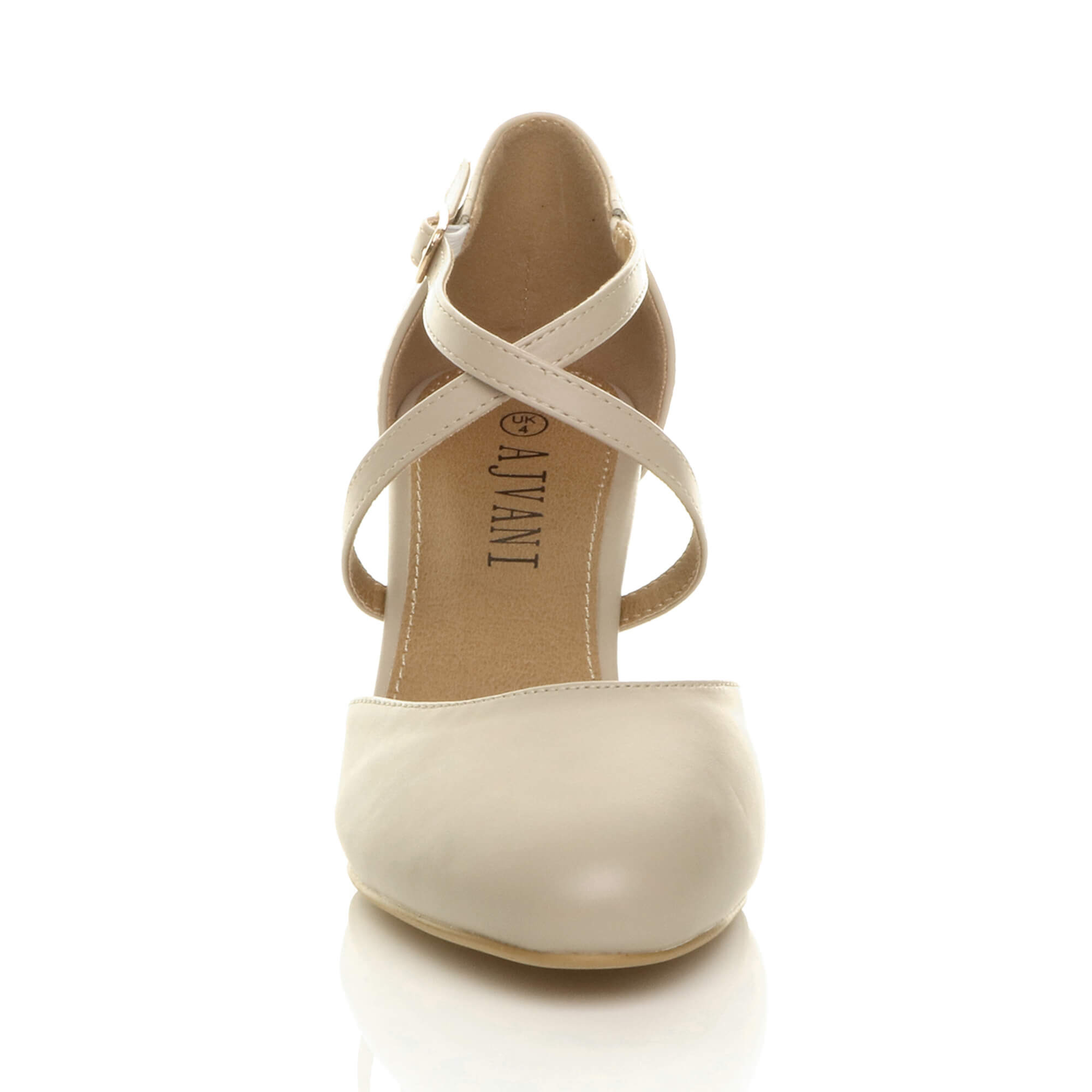 Natural AJVANI Natural High Heel Crossed Straps Court Shoes, Image 6 of 6