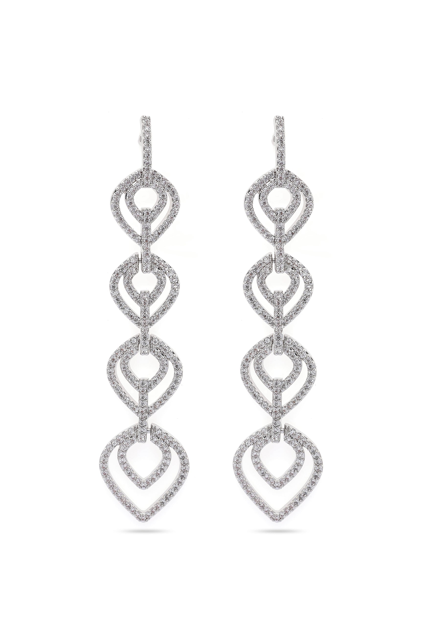 Metallic Silver Colored Teardrop Dangle Earrings
